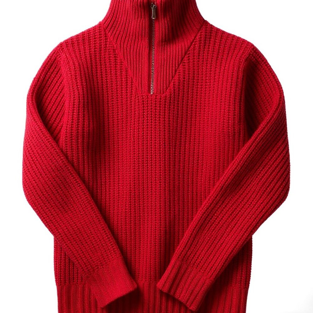 Cat & Jack Zipped Mock Turtleneck Ribbed Red Sweater Size M/8